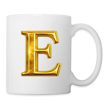 Goldenes E Monogramm-Design - Tasse - Weiß - Rechts