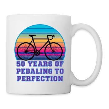 50 Years Pedaling Retro Sunset Road Bike - Mug - white - Right