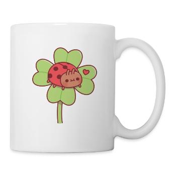 Süßes Little Ladybug auf Lucky Four Leaf Clover - Tasse - Weiß - Rechts
