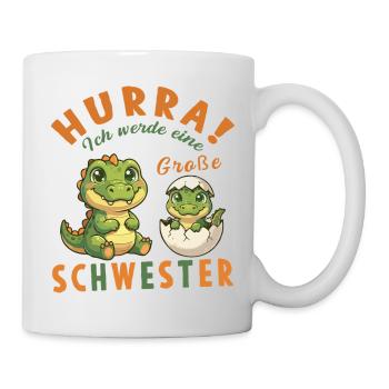 Große Schwester Dino Nachwuchs Hurra - Tasse - Weiß - Rechts