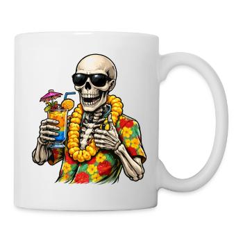 Squelette hawaïen avec un look de boisson - Mug blanc - blanc - Droite