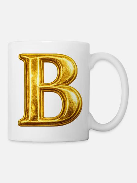 Goldenes B-Monogramm - Tasse - Weiß