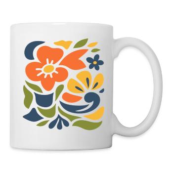 Abstraktes Blumen Muster Illustration  - Tasse - Weiß - Rechts