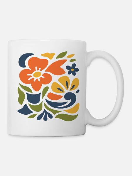 Abstraktes Blumen Muster Illustration  - Tasse - Weiß