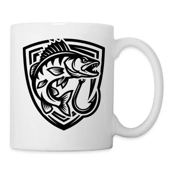 Hecht Fisch Angeln Wappen - Tasse - Weiß - Rechts
