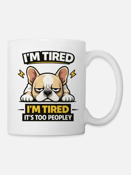 Tired Bulldog Tee - Mug - white