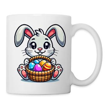Easter bunny with colorful eggs - Mug - white - Right