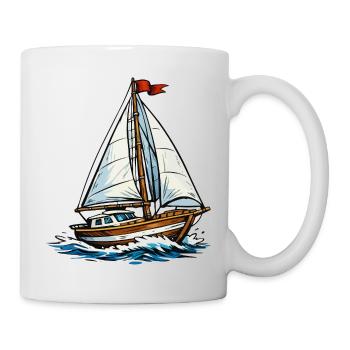 Segelboot auf wilden Wellen - Tasse - Weiß - Rechts