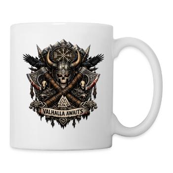 Le Valhalla attend le blason viking - Mug blanc - blanc - Droite