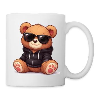 Cooler Hoodie-Teddy mit Sonnenbrille - Tasse - Weiß - Rechts