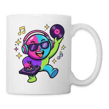 Neon DJ Emoticon Tanzparty - Tasse - Weiß - Rechts