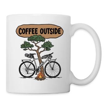Coffee Outside Bike Ink Sketch - Mug - white - Right