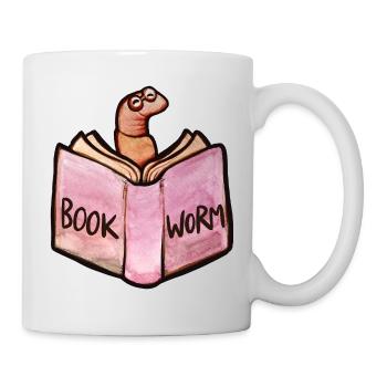 Bookworm Reader: Pink Open Book - Mug - white - Right