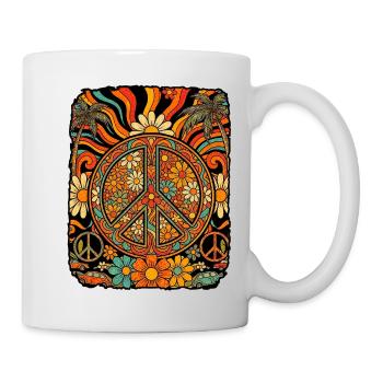 Paix amour fleurs - Mug blanc - blanc - Droite