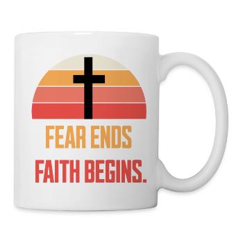 Fear Ends Where Faith Begins Retro Sunset - Mug - white - Right