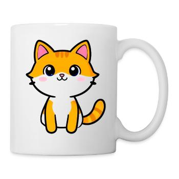 Kawaii Orange Kitten Cartoon - Mug - white - Right