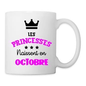 Prinzessin geboren im Oktober Geburtstagsgeschenk - Tasse - Weiß - Rechts