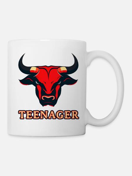 Roter Stierkopf Teenager - Mug - white
