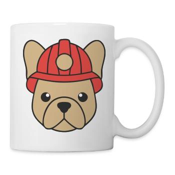 Frenchie Feuerwehr Helm Hund - Tasse - Weiß - Rechts