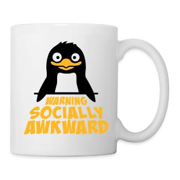 Pinguin Warning Socially Awkward Lustig Unbeholfen - Tasse - Weiß - Rechts