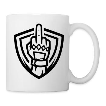 Mittelfinger Handschuh Wappen Schwarz Symbol - Tasse - Weiß - Rechts