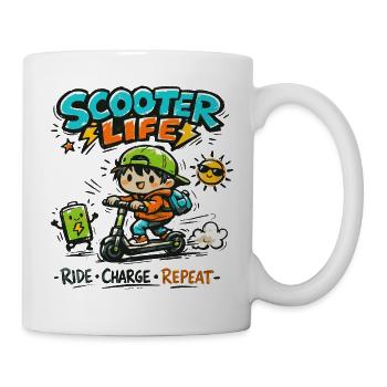 Durée de vie du scooter : Répétition de la charge de la conduite - Mug blanc - blanc - Droite