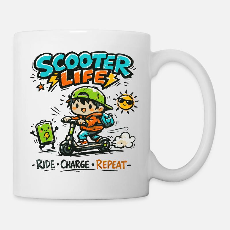 Scooter Life: Ride Charge Repeat - Mug - white