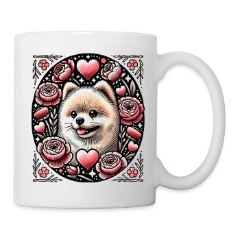 Floral Heart Shiba mit Rosen - Tasse - Weiß - Rechts