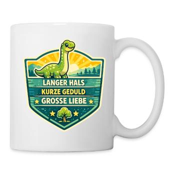 Langer Hals Dino Schildmotiv - Tasse - Weiß - Rechts
