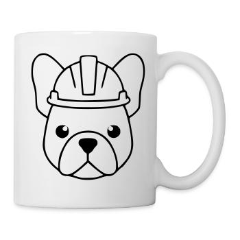 Frenchie Bauhelm Kopf Outline - Tasse - Weiß - Rechts