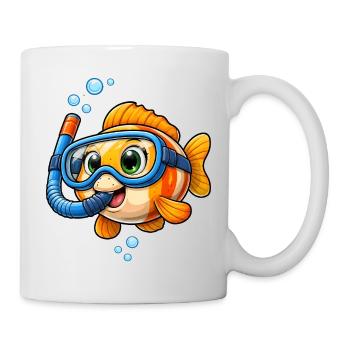 Süßer Fisch mit Schnorchel Tauchen Cartoon  - Tasse - Weiß - Rechts