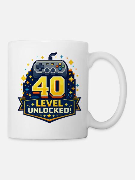 40 Level Freigeschaltet Retro Controller - Tasse - Weiß