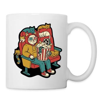 Katzenkino Popcorn Lounge - Tasse - Weiß - Rechts