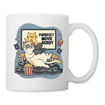 Purrfect Movie Buddy: Katzen Kino Spaß - Tasse - Weiß - Rechts