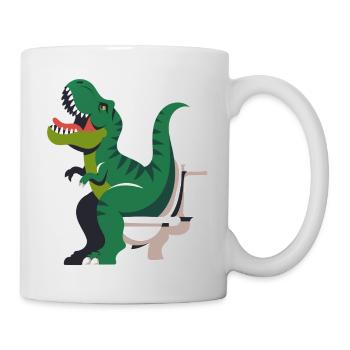 Dinosaure rugissant sur les toilettes - Mug blanc - blanc - Droite