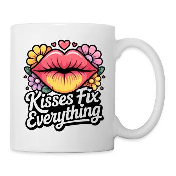 Kisses and hugs heal everything - Mug - white - Right