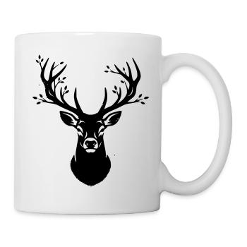 Hirsch Geweih Wald Silhouette - Tasse - Weiß - Rechts