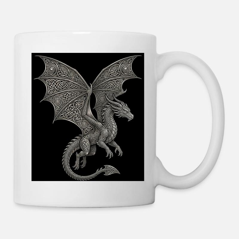Drache Fantasy keltisches Knotenmuster Design - Tasse - Weiß