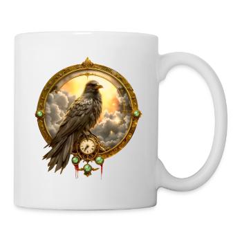 Raven in golden clock frame - Mug - white - Right