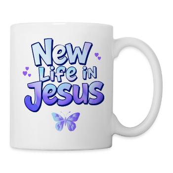 Neues Leben in Jesus Pastel Christian Butterfly Tee - Tasse - Weiß - Rechts