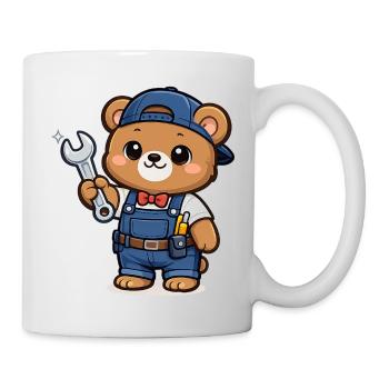 Petit Ours Artisan avec une clé à molette - Mug blanc - blanc - Droite