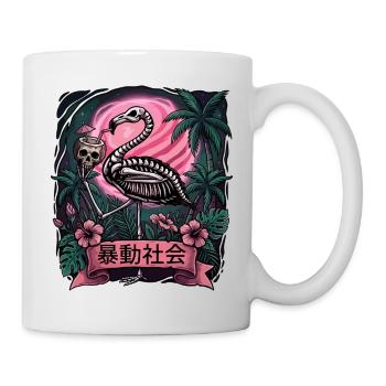 Neon Flamingo Skeleton in Jungle - Mug - white - Right