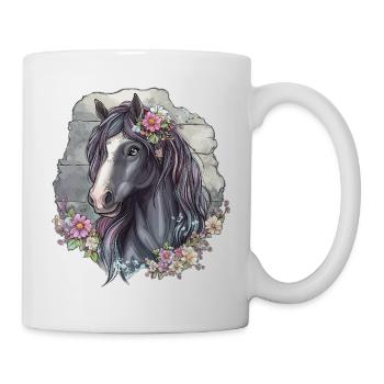 Horse with flowers - Mug - white - Right