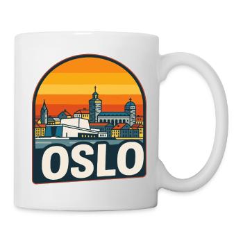 Oslo Norway Skyline Retro Sunset Vintage Design - Mug - white - Right
