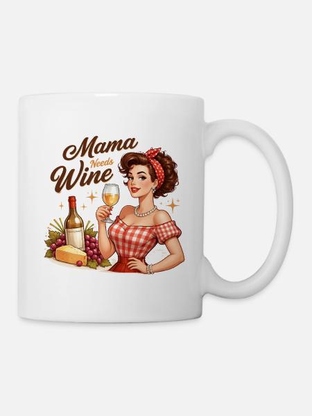 Mama Braucht Wein. Mama needs Wine - Tasse - Weiß