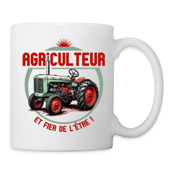 Agriculteur et fier de l’être - humour tracteur - Mug blanc - blanc - Droite