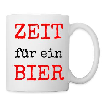 Zeit für ein Bier – Lustiges Spruchdesign - Tasse - Weiß - Rechts