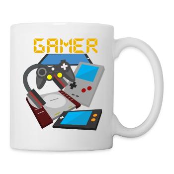 Retro Gamer Devices Mix – Gaming Nostalgie - Tasse - Weiß - Rechts
