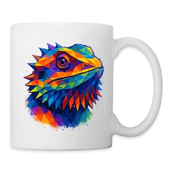 Farbenfrohes geometrisches Bartagameporträt - Tasse - Weiß - Rechts