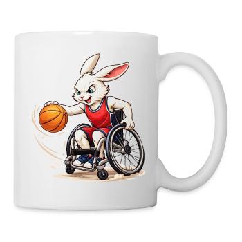Rollstuhl Basketball Hase Sport Fun Design  - Tasse - Weiß - Rechts